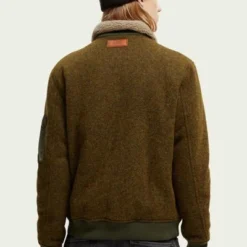 Scotch And Soda Wollen Jassen Scotch & Soda Aviator Jas Donkergroen -Broeken&Jeans || Jassen Winkel 74960 9