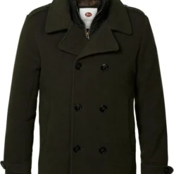 Wollen Jassen Petrol Coat Donkergroen